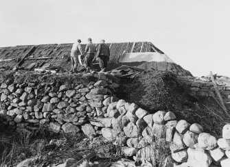 Arnol Black House, Isle of Lewis.  Repair of Roof