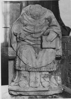 Newbattle Abbey Church.  Seated Bishop(Effigy) + Tiles (AM Archts Prints)