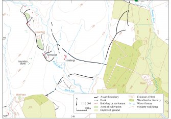 Map showing the archaeological landscape around Woolhope, Liddesdale