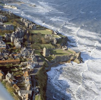 Oblique aerial view centred on St Andrews Castle.