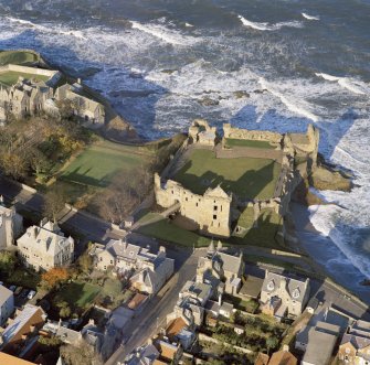 Oblique aerial view of St Andrews Castle.
