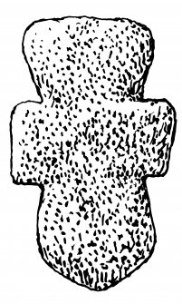 Scanned ink drawing of carved stone with cross detail