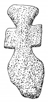 scanned ink drawing of carved stone