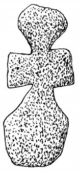 Scanned ink drawing of carved stone