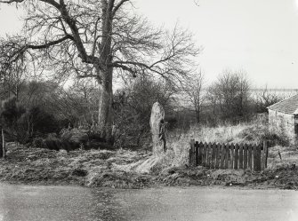 Views of Damaged Standing Stone Clachan Mor, Dowally, Perthshire
