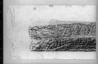 Photograph of rubbing of coped tombstone lower half (TB13).