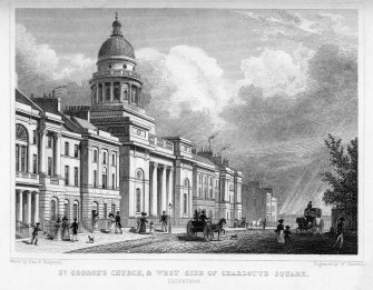 Photographic copy of engraving showing St George's church and west side of Charlotte Square.