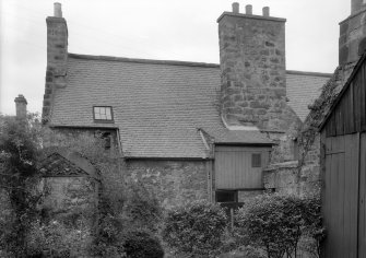View of rear of Black Castle, High Street, South Queensferry, from south.