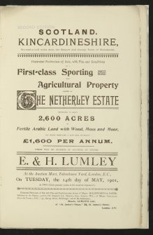 Estates Exchange. Netherley Estate.  No. 1509. Sale brochure.

Title: 'The Netherley Estate Near Stonehaven, Kincardineshire'.
Cairnieburn farm, Corbegs Farm, Craigwell Farm, Nether Craigwells, Eddies Law, Monquich Farm and Mill.