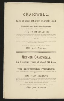Estates Exchange. Netherley Estate.  No. 1509. Sale brochure.

Title: 'The Netherley Estate Near Stonehaven, Kincardineshire'.
Cairnieburn farm, Corbegs Farm, Craigwell Farm, Nether Craigwells, Eddies Law, Monquich Farm and Mill.