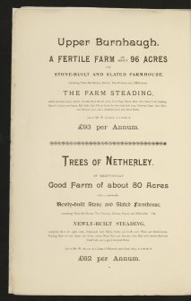 Estates Exchange. Netherley Estate.  No. 1509. Sale brochure.

Title: 'The Netherley Estate Near Stonehaven, Kincardineshire'.
Cairnieburn farm, Corbegs Farm, Craigwell Farm, Nether Craigwells, Eddies Law, Monquich Farm and Mill.