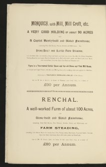 Estates Exchange. Netherley Estate.  No. 1509. Sale brochure.

Title: 'The Netherley Estate Near Stonehaven, Kincardineshire'.
Cairnieburn farm, Corbegs Farm, Craigwell Farm, Nether Craigwells, Eddies Law, Monquich Farm and Mill.