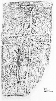 Rubbing of incised cross-slab located in Muthill church tower