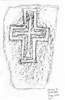 Rubbing of incised cross, Hirta, Village Bay, House 16