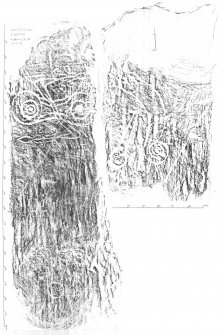 Rubbing of Trusty's Hill rock-carved Pictish symbols
