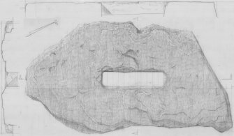 Inverness Broad Stone; Scanned pencil drawing showing plan, long and cross sections through the socket stone