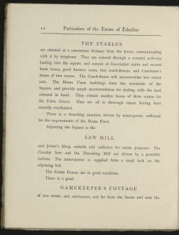 Estate Exchange. Ederline. No. 1481 Sales Brochure

Title: 'Particulars of the Estate of Ederline, Argyllshire'
Includes details of Ederline Mansion House and Estate, grounds, Carron and Corrivalich Farm, Finiechem Farm.