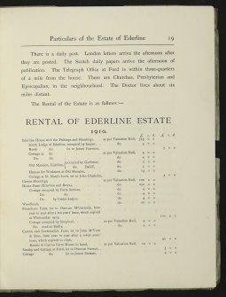 Estate Exchange. Ederline. No. 1481 Sales Brochure

Title: 'Particulars of the Estate of Ederline, Argyllshire'
Includes details of Ederline Mansion House and Estate, grounds, Carron and Corrivalich Farm, Finiechem Farm.