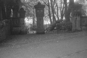 View of gatepiers to Craig Ailey, Cove.