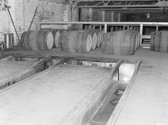 Glasgow, North Spiers Wharf, interior.
Detail of wooden floor at third floor level, block B of Sugar Refinary.
