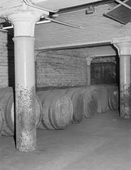 Glasgow, North Spiers Wharf, interior.
Detail of cast iron column and brick jack arches on ground floor, block B of Sugar Refinery.