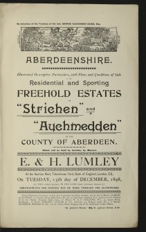 Estate Exchange London no. 1473 Sale Brochure 1898
The Strichen and Auchmedden Estates of the late G.A. Baird esq.
Maps and text, with some photographic views of villages.