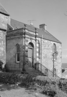 View of Priory, Pittenweem, from north west of 1821 addition (Town Hall).