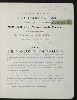 Estate Exchange. Carnsalloch. No 1496,  Sale brochure