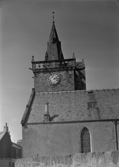 View of steeple, Pittenweem Parish Church, Pittenweem.