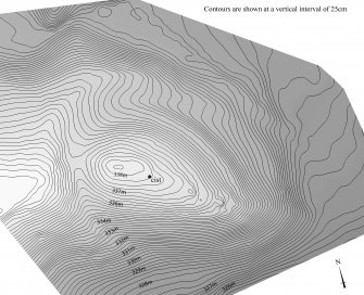 Visualisation of a digital terrain model of the motte derived from Total Station EDM survey undertaken in September 2003.