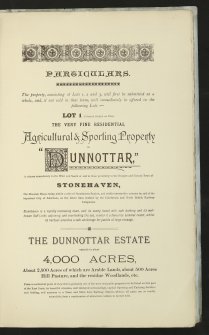 Estates Exchange. No. 1507. Sale brochure.

Title: 'The Dunottar Estate, Stonehaven, Kincardineshire'.
Dunnotar House, East Carmont farm, Clochnahill Farm, Nether Criggie, Upper Criggie, Briggs of Criggie, Fallside Farm, Glasslaw Farm.