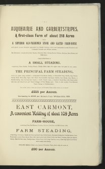 Estates Exchange. No. 1507. Sale brochure.

Title: 'The Dunottar Estate, Stonehaven, Kincardineshire'.
Dunnotar House, East Carmont farm, Clochnahill Farm, Nether Criggie, Upper Criggie, Briggs of Criggie, Fallside Farm, Glasslaw Farm.