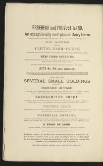 Estates Exchange. No. 1507. Sale brochure.

Title: 'The Dunottar Estate, Stonehaven, Kincardineshire'.
Dunnotar House, East Carmont farm, Clochnahill Farm, Nether Criggie, Upper Criggie, Briggs of Criggie, Fallside Farm, Glasslaw Farm.