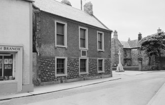 General view of Mason's Lodge, Market Place, Eyemouth, from N, with the war memorial visible in the background.