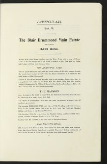Estate Exchange. Blair Drummond Estate.
 No. 1515 Sale Brochure 1912. Includes details of Lot I: Blair Drummond Mansion House. Lot II: Fourteen Farms and five cottage holdings. Lot III: Five farms (inc. Ballingrew, Ballinton Farms). Lot IV: Ten farms and Eighty-eight tenancies and fues at Thornhill.