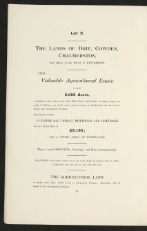 Estate Exchange. Blair Drummond Estate.
 No. 1515 Sale Brochure 1912. Includes details of Lot I: Blair Drummond Mansion House. Lot II: Fourteen Farms and five cottage holdings. Lot III: Five farms (inc. Ballingrew, Ballinton Farms). Lot IV: Ten farms and Eighty-eight tenancies and fues at Thornhill.