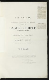 Estate Exchange No.1527. The Estate of Castle Semple. Sale Brochure.