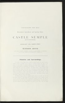 Estate Exchange No.1527. The Estate of Castle Semple. Sale Brochure.