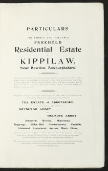 Estates Exchange. No.1529. The Estate of Kippilaw. Including the Farms of Bowden Moor, Bowden Mill, Kippilaw Mains and North Bowden. Sale brochure.