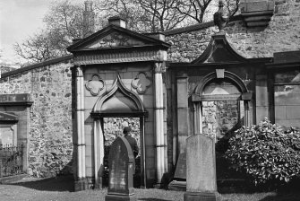 View of monuments in Old Calton Burial Ground, Edinburgh.