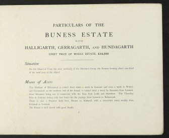 Estates Exchange. No.1530. The Buness Estates. Island of Unst.Sale brochure