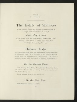 Estates Exchange. No 1533. Portions of the Sutherland Estates. Including the Estates of Cambusmore, Rovie, Dornoch, Lairg, Dalchork, Shinness, Loth and West Helmsdale, and Helmsdale and Naviedale.   Sale brochure.