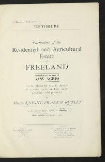 Freeland Estate, South Dumbuib Farm
Estate Exchange.  No 1520 Sale Brochure 
Includes text and Map of the residential and agricultural Estate of Freeland, Kirkton Orchard, Kirkton of Mailler.
Title: 'The Freeland Estate Perthshire'