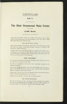 Estate Exchange. Blair Drummond Estate.
 No. 1516 Sale Brochure 1913. Includes details of Lot I: Blair Drummond Mansion House. Lot II: Fourteen Farms and five cottage holdings. Lot III: Five farms (inc. Ballingrew, Ballinton Farms). Lot IV: Ten farms and Eighty-eight tenancies and fues at Thornhill.