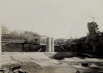 Image from photo album titled 'Stonebyres', Stonebyres Weir showing temporary channel