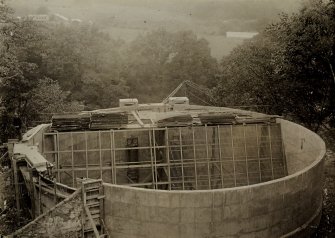 Image from photo album titled 'Stonebyres', View of Surge Tank during Erection
