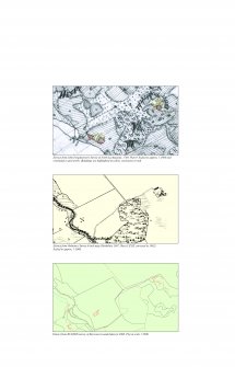 Tombreck - Illustration comparing the buildings surveyed as part of the RCAHMS field survey of Ben Lawers with those shown on the John Farquharson Survey of North Lochtayside, 1769, Plan 9 and the Ordnance Survey 6-inch map Perthshire 1867, Sheet LXXXI.