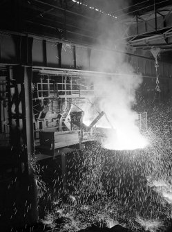 Bellshill, Clydesdale Street, Clydesdale Tube Works, interior
View showing tapping furnace in open hearth melting shop