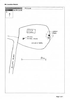 Scanned image of rock art location sketch, from Scotland's Rock Art Project, Migvie, Aberdeenshire