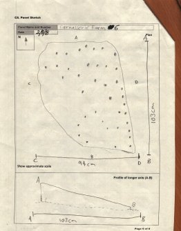 Scanned image of rock art panel sketch, from Scotland's Rock Art Project, Carnassarie Farm 6, Kilmartin, Argyll and Bute